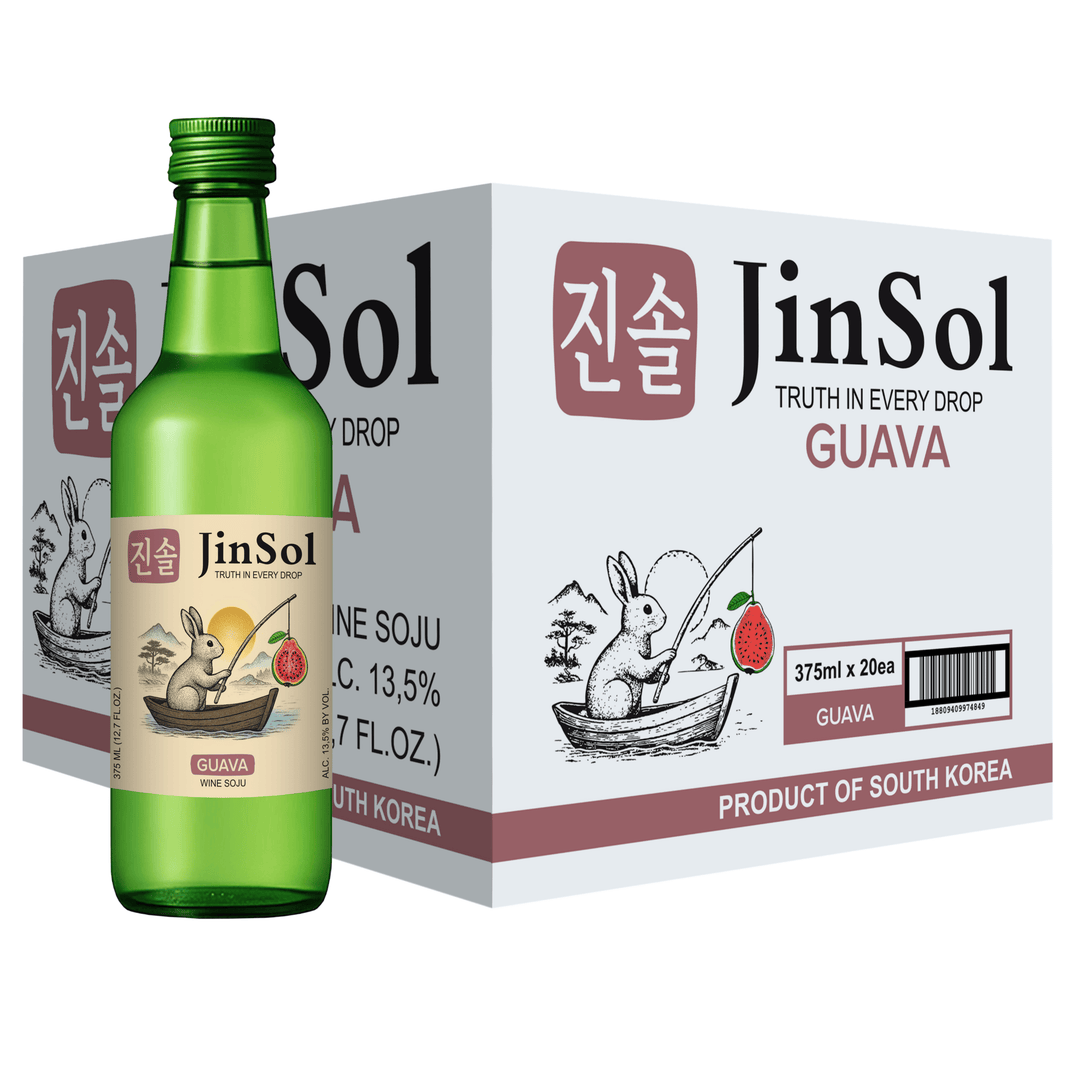 JinSol Korean Soju,  Guava, Pack 20 , 375 mL, 13.5 % ABV, crafted from apple wine