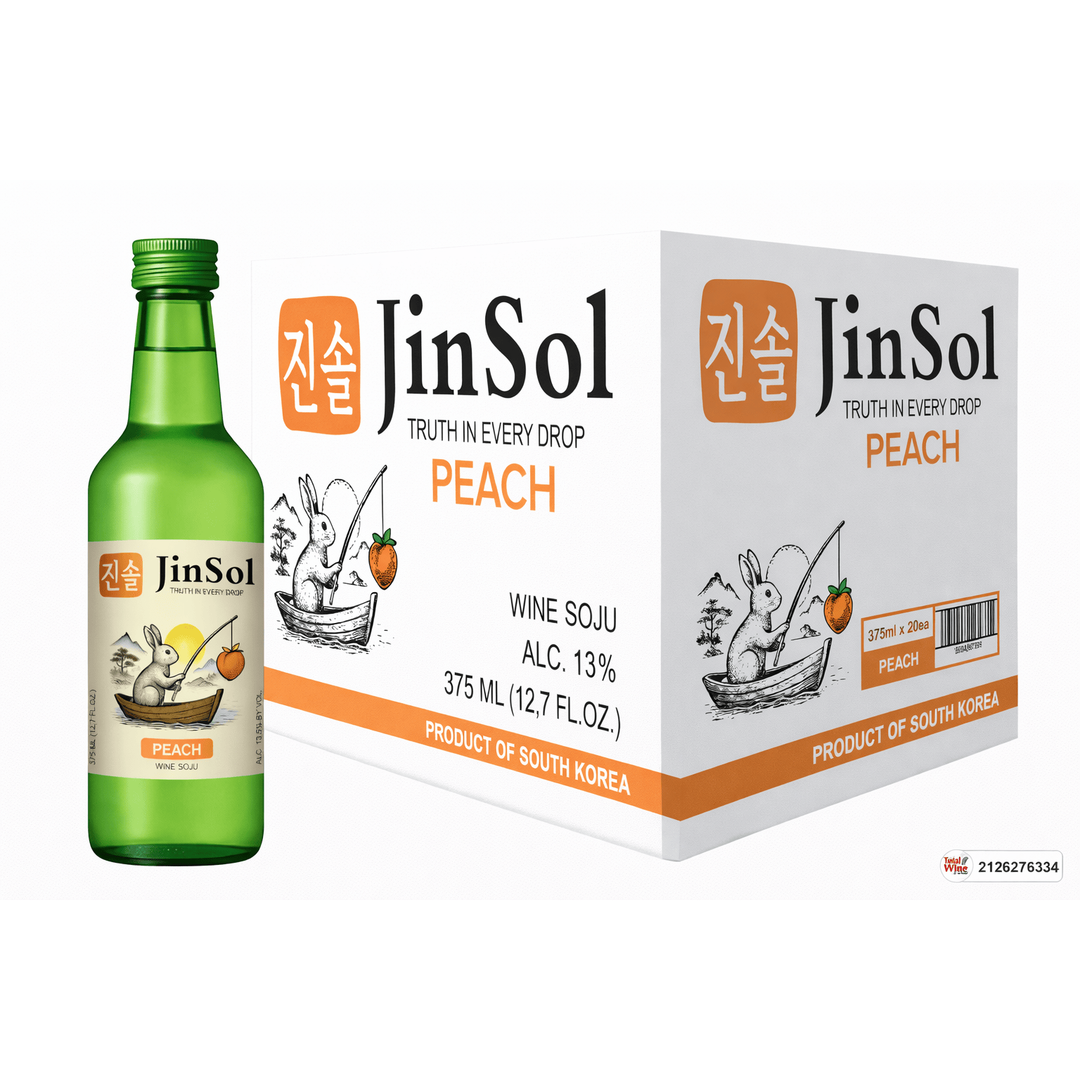 JinSol Korean Soju,  PEACH, Pack 20 , 375 mL, 13.5 % ABV, crafted from apple wine