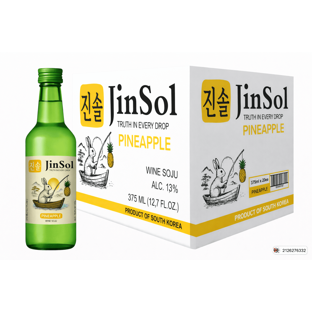 JinSol Korean Soju,  PINEAPPLE, Pack 20 , 375 mL, 13.5 % ABV, crafted from apple wine