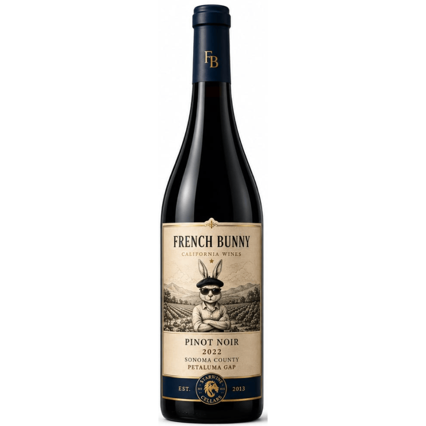 California Wine, French Bunny, Pinot Noir  2022, Sonoma County, Petaluma Gap,  750 mL,  XX %