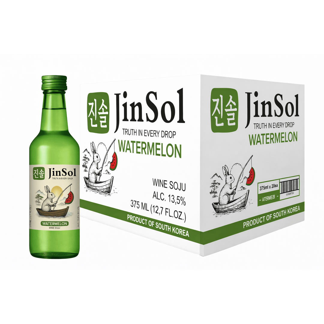 JinSol Korean Soju,  WATERMELON, Pack 20 , 375 mL, 13.5 % ABV, crafted from apple wine
