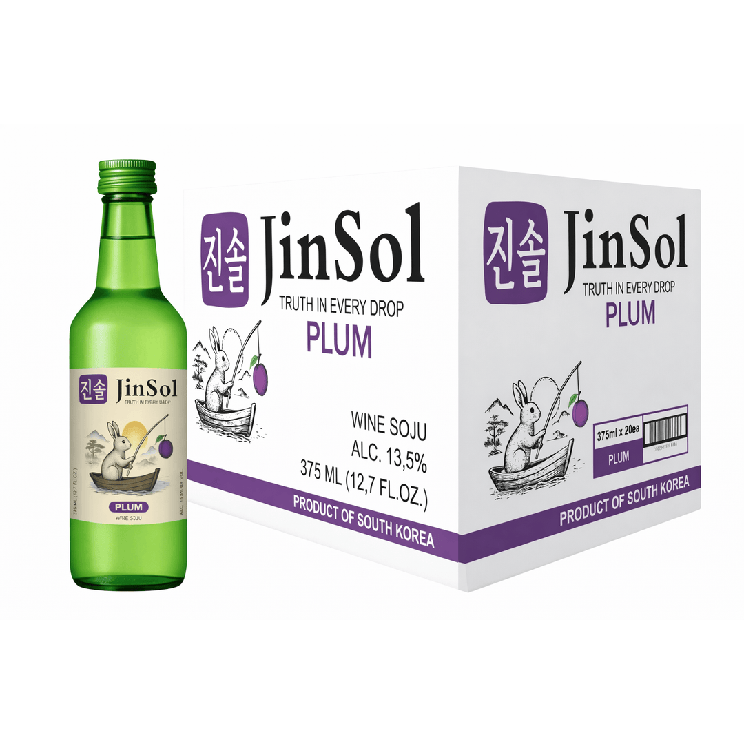 JinSol Korean Soju,  PLUM, Pack 20 , 375 mL, 13.5 % ABV, crafted from apple wine
