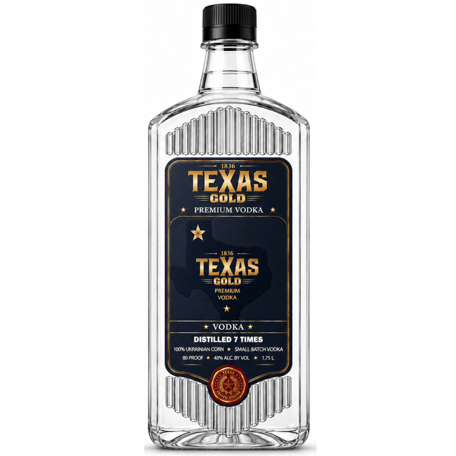 Premium Imported Vodka,  TEXAS GOLD, Pet Bottle,   1.75 L, 40% ABV  (6B/Case )