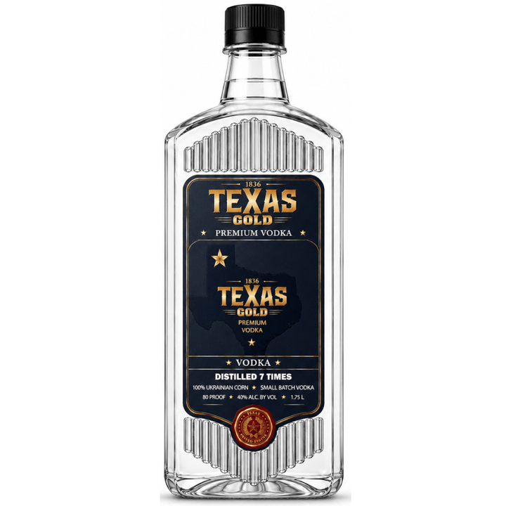 Premium Imported Vodka,  TEXAS GOLD, Pet Bottle,   1.75 L, 40% ABV  (6B/Case )