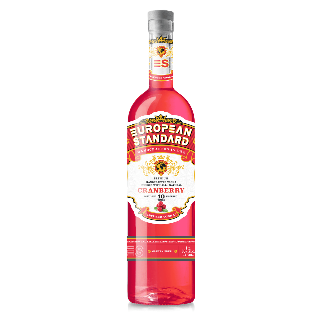 2 Premium Handcrafted in USA Vodka , European Standard , Infused with All - Natural Cranberry, 1L, 30% ABV - Terra Global Beverages