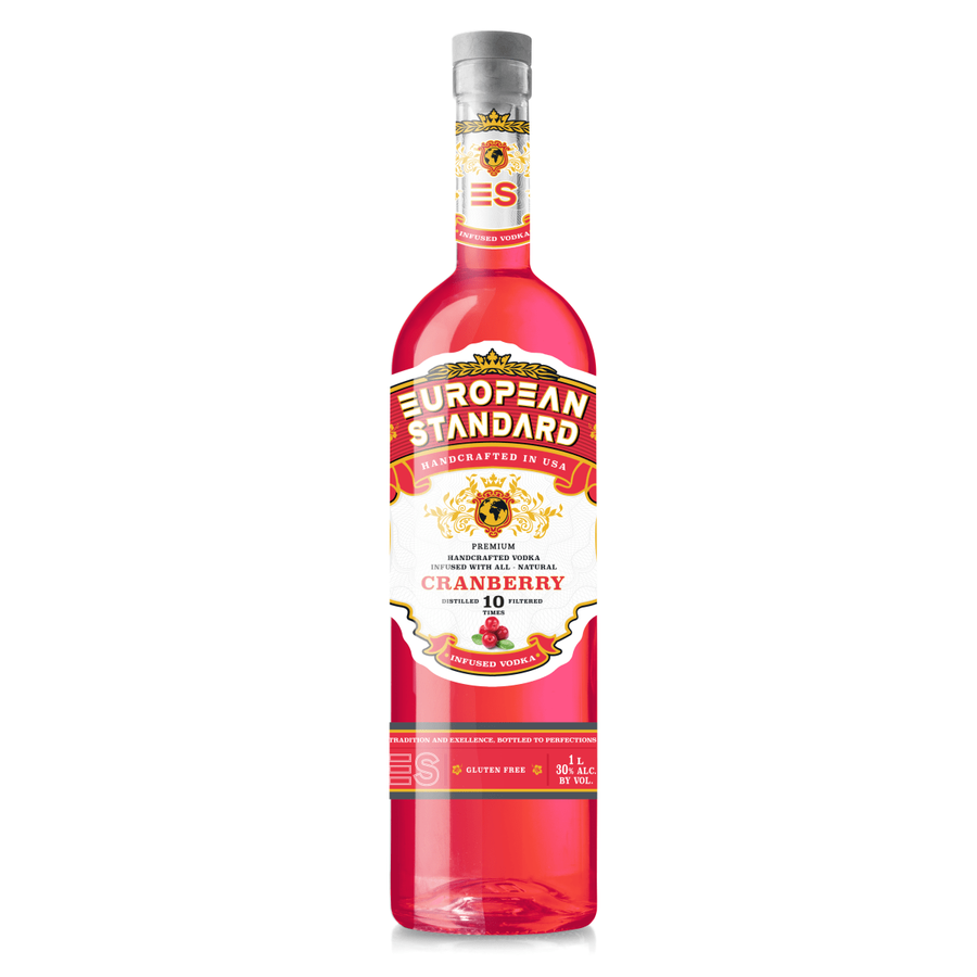 2 Premium Handcrafted in USA Vodka , European Standard , Infused with All - Natural Cranberry, 1L, 30% ABV - Terra Global Beverages