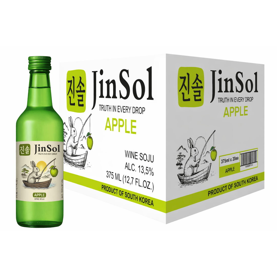 JinSol Korean Soju,  APPLE, Pack 20 , 375 mL, 13.5 % ABV, crafted from apple wine