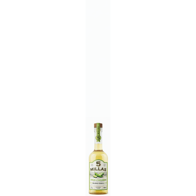5 Millas, Chile & Cucumber 100% Blue Agave Blanco Tequila 50 Millas with Natural Flavors 750 mL , 35 % ABV - Terra Global Beverages