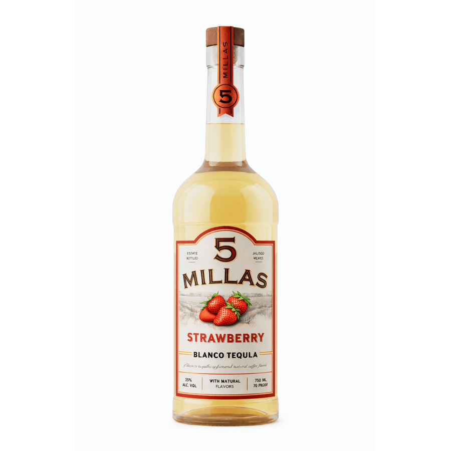 5 Millas, Strawberry 100% Blue Agave Blanco Tequila 5 Millas with Natural Flavors 750 mL , 35 % ABV - Terra Global Beverages
