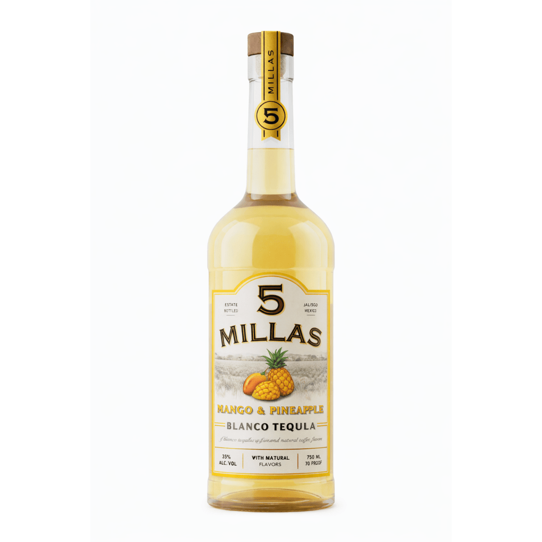5 Millas, Tropical Mango & Pineapple 100% Blue Agave Blanco Tequila 5 Millas with Natural Flavors 750 mL , 35 % ABV - Terra Global Beverages