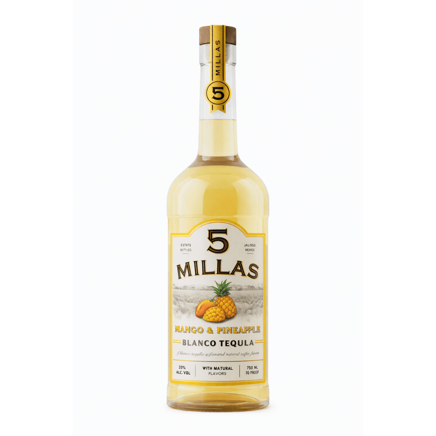 5 Millas, Tropical Mango & Pineapple 100% Blue Agave Blanco Tequila 5 Millas with Natural Flavors 750 mL , 35 % ABV - Terra Global Beverages