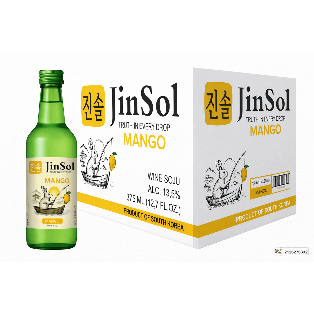 JinSol Korean Soju,  MANGO, Pack 20 , 375 mL, 13.5 % ABV, crafted from apple wine