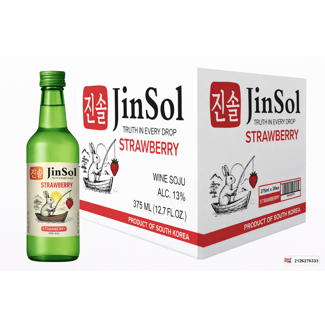 JinSol Korean Soju,  STRAWBERRY, Pack 20 , 375 mL, 13.5 % ABV, crafted from apple wine