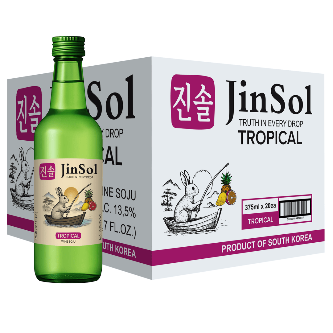 JinSol Korean Soju,  Tropical, Pack 20 , 375 mL, 13.5 % ABV, crafted from apple wine