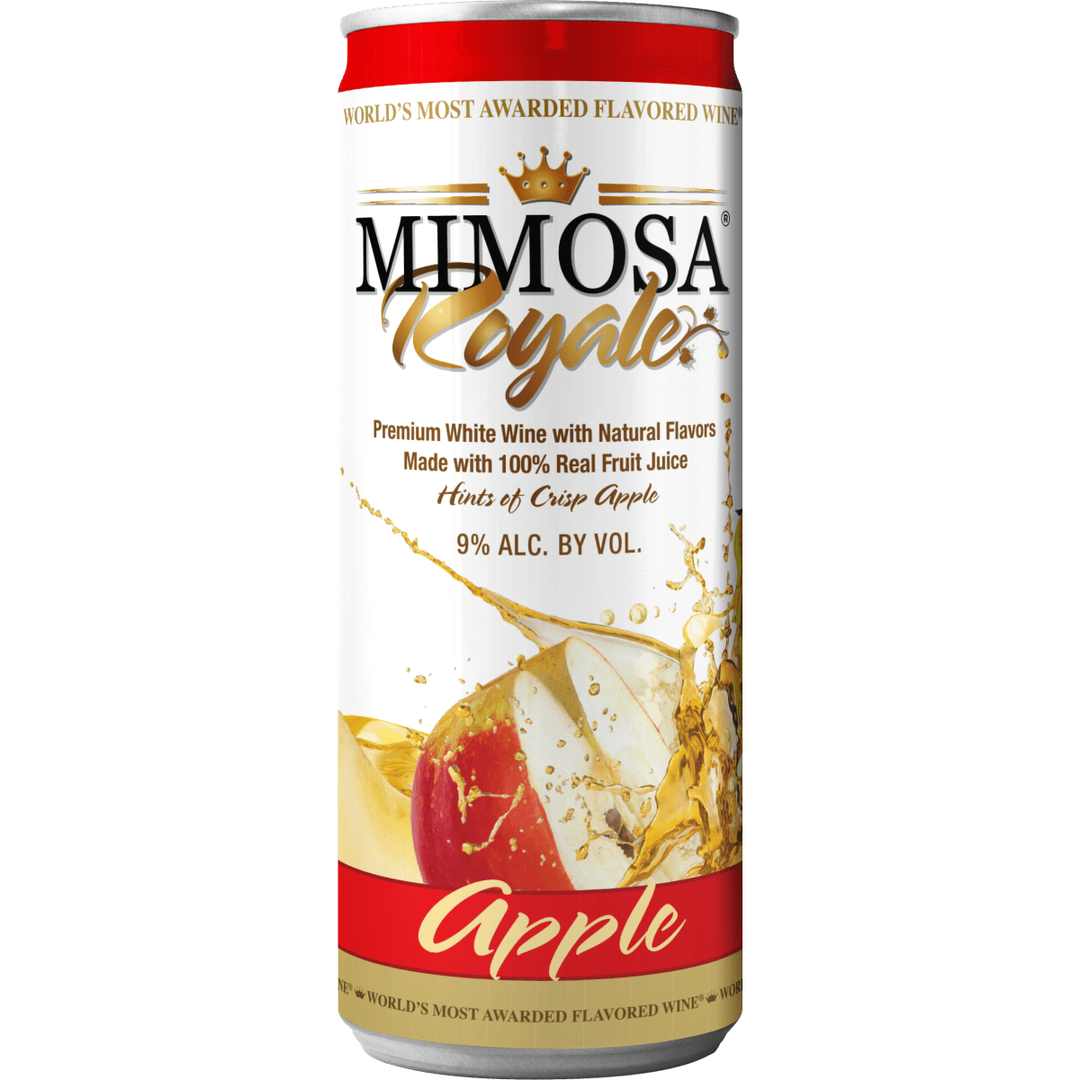 Mimosa Royale Apple Pack 4 , mix of different Muscat Wines, blended with only the best 100% Natural Crisp Red Apples Juice, 355 mL, 9% ABV - Terra Global Beverages