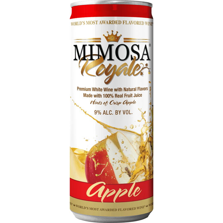 Mimosa Royale Apple Pack 4 , mix of different Muscat Wines, blended with only the best 100% Natural Crisp Red Apples Juice, 355 mL, 9% ABV - Terra Global Beverages
