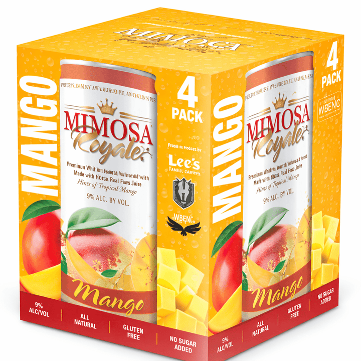 Mimosa Royale Mango Pack 4 , mix of different Muscat Wines, blended with only the best 100% Natural Fresh Ripe Philippine Mango Juice, 355 mL, 9% ABV - Terra Global Beverages