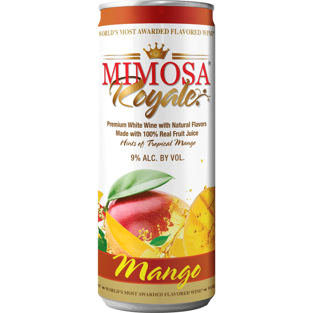 Mimosa Royale Mango Pack 4 , mix of different Muscat Wines, blended with only the best 100% Natural Fresh Ripe Philippine Mango Juice, 355 mL, 9% ABV - Terra Global Beverages