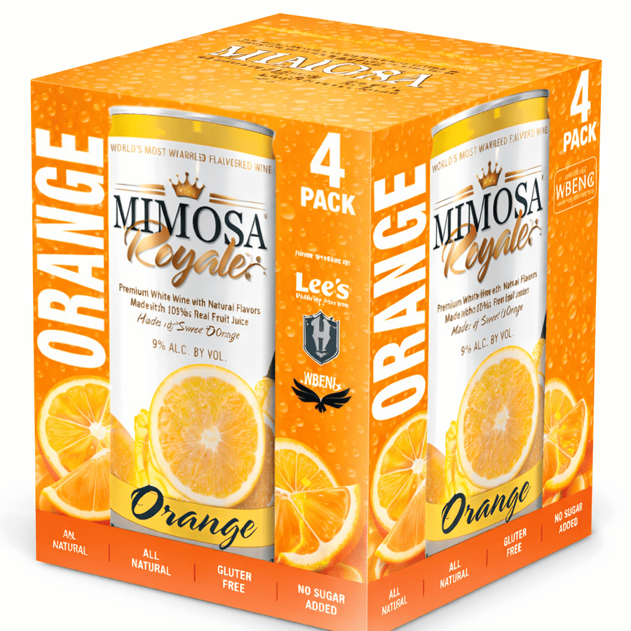 Mimosa Royale Orange Pack4 , mix of different Muscat Wines, blended with only the best 100% Natural Orange Juice, 355 mL, 9% ABV - Terra Global Beverages