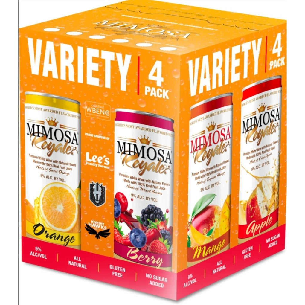 Mimosa Royale Variety Pack 4 , mix of different Muscat Wines, blended with only the best 100% Natural Juice, 355 mL, 9% ABV - Terra Global Beverages