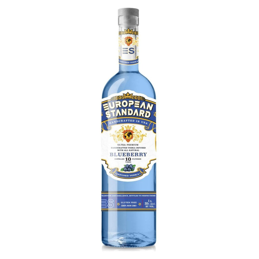 Premium Handcrafted in USA Vodka , European Standard , Infused with All - Natural Blueberry, 1L, 30% ABV - Terra Global Beverages
