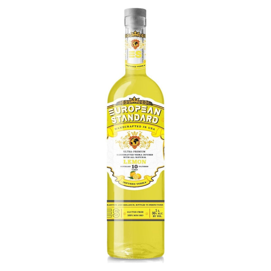 Premium Handcrafted in USA Vodka , European Standard , Infused with All - Natural Lemon , 1L, 30% ABV - Terra Global Beverages