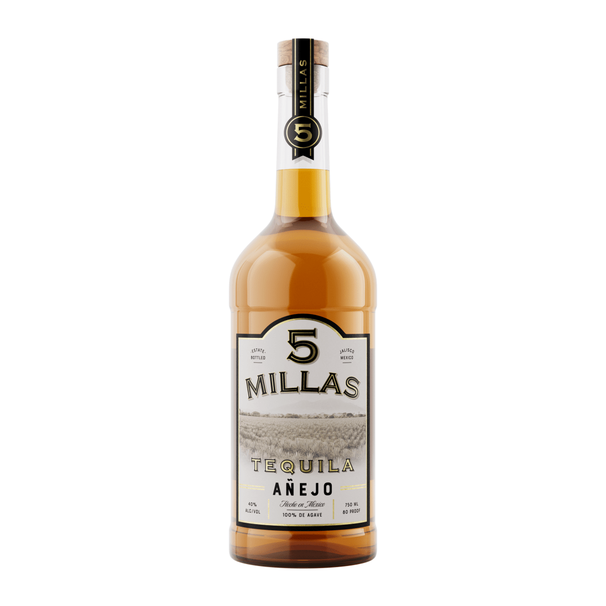 Tequila 5 Millas, 100% Agave, Anejo, 750 mL 40% - Terra Global Beverages