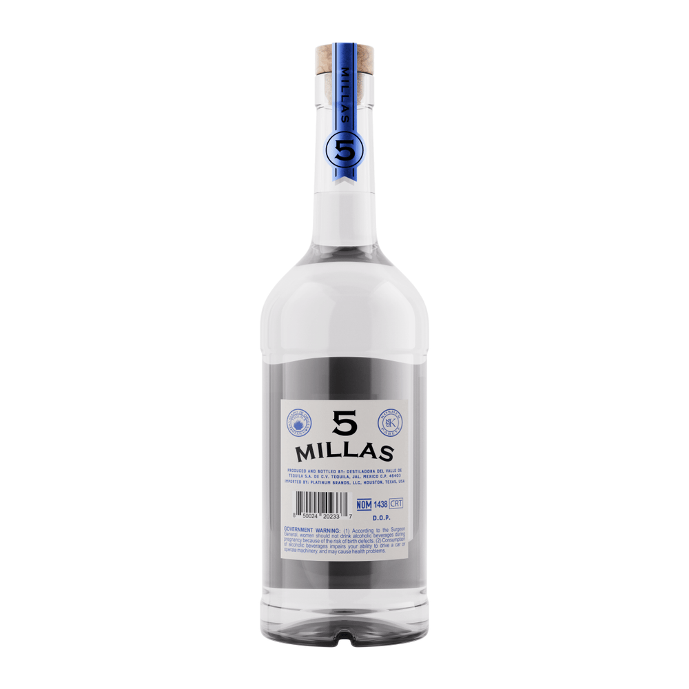 Tequila 5 Millas, 100% Agave, Blanco, 750 mL , 40% - Terra Global Beverages