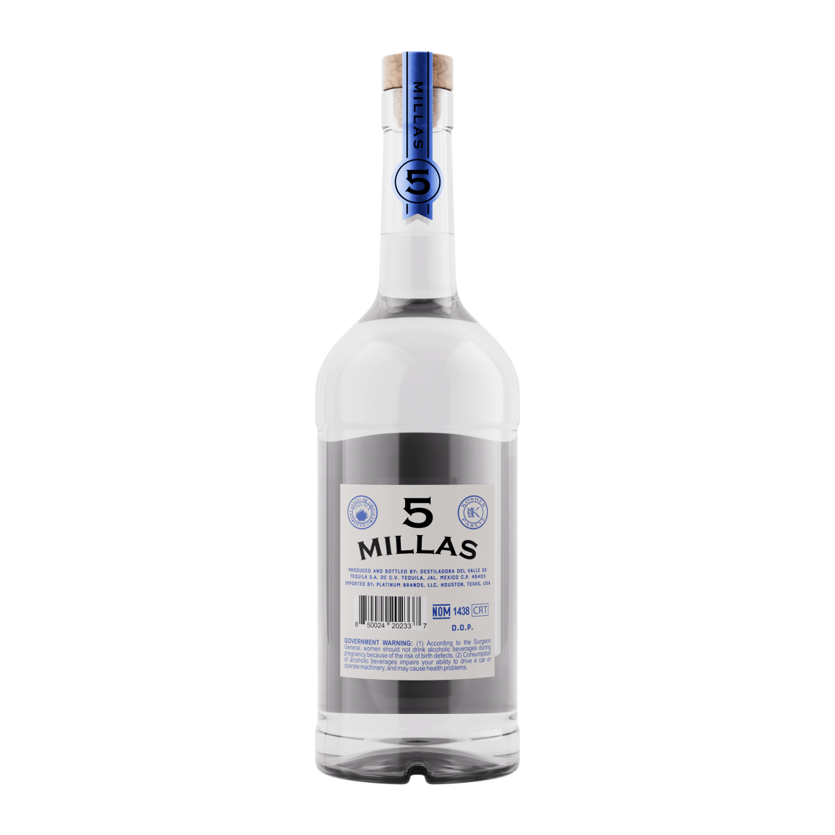 Tequila 5 Millas, 100% Agave, Blanco, 750 mL , 40% - Terra Global Beverages