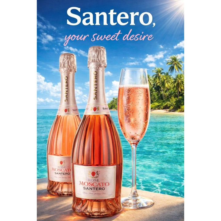 Wine, Santero Moscato Rosé Spumante, Italian sparkling wine crafted in Piedmont ,Asti Region , 9% ABV - Terra Global Beverages